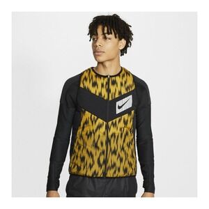 Nike Aerolayer Running Vest Reversible‎ Black Yellow Ikat Print Medium